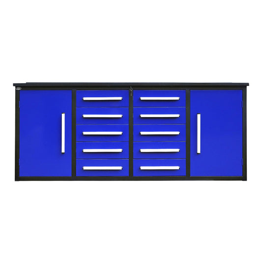 7ft Heavy Duty Workbench with 10 Drawers & 2 Cabinets