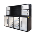 Load image into Gallery viewer, 7 ft Garage Workbench Cabinet (18 Drawers & 4 Cabinets & Pegboard)
