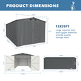 Load image into Gallery viewer, 13'x20' Metal Shed with Double Front Doors & Side Entry Door
