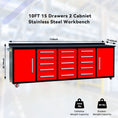 Load image into Gallery viewer, 10ft Workbench Storage Cabinet with 15 Drawers & 2 Cabinets
